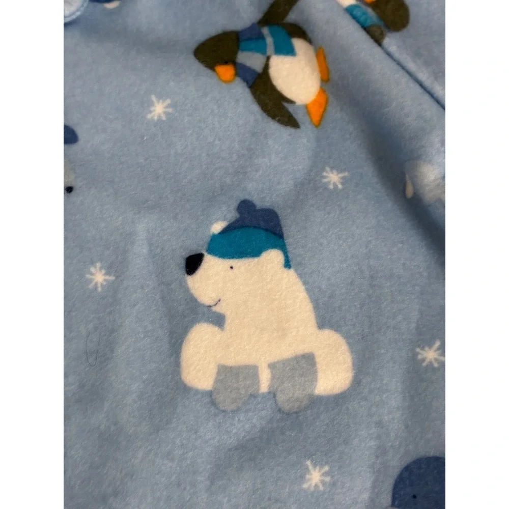 Carters 12M Fleece Footed Pajamas Set of 2 Fire Truck Polar Bear Blue Grey‎ PJs